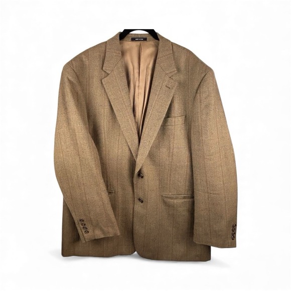 IZOD Mens Blazer 44R 100% Lambswool  Brown 2 Button Vintage Sport Coat Jacket - Picture 2 of 6